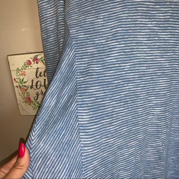 J. Jill Nautical Blue & White Striped Linen-Blend Long Sleeve Top Size: Small - Picture 6 of 9